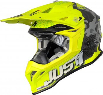 Moto pilba JUST1 J39 KINETIC matn camo erveno/limetkovo/fluo lut